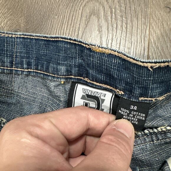 Vintage Don Blue Denim Shorts Men’s Embroidered Baggy Y2K Size 34 - Picture 9 of 9